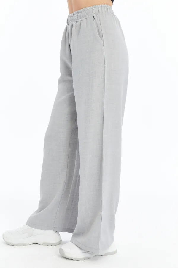 Kadın Pantolon Keten Karışımlı Belİ Lastikli Kırışmaz Kumaş Pantolon KETEN-PANTOLON