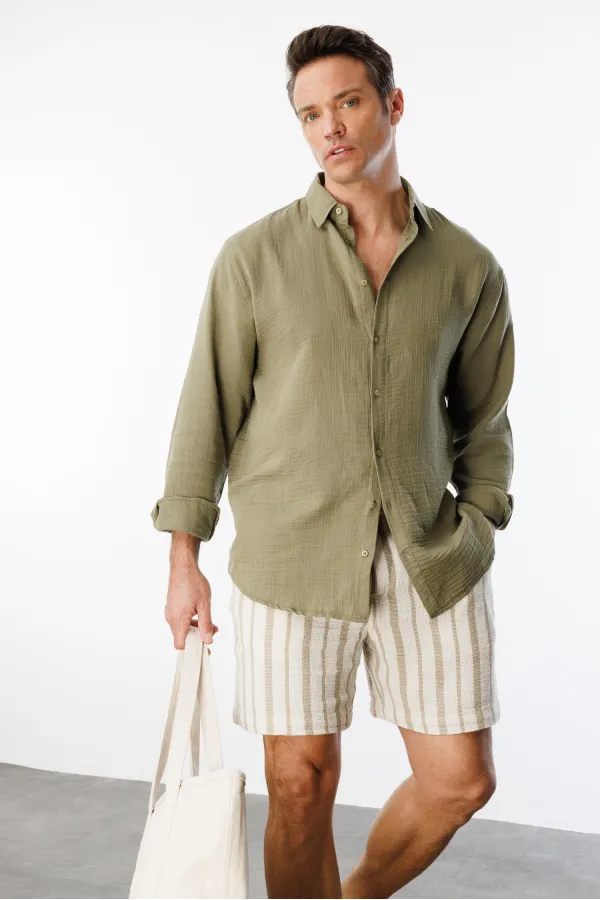 Chemise en mousseline basique oversize pour homme