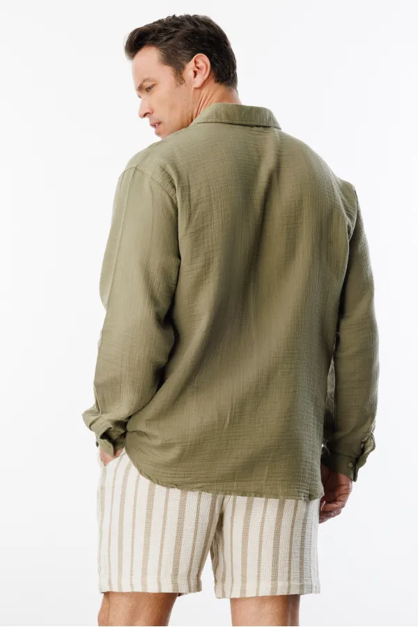 Chemise en mousseline basique oversize pour homme