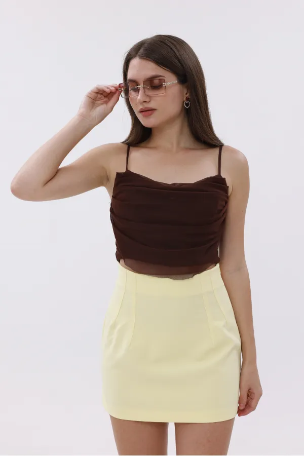 FundacshoosesXGenius Women's Darted Skirt, Non-See-Through Laminated Women's Skirt WOMEN'S SKIRT