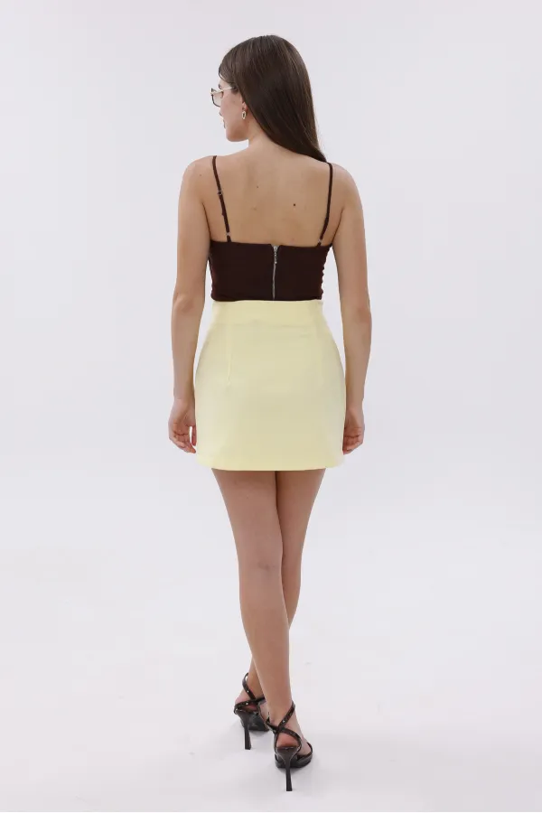 FundacshoosesXGenius Women's Darted Skirt, Non-See-Through Laminated Women's Skirt WOMEN'S SKIRT