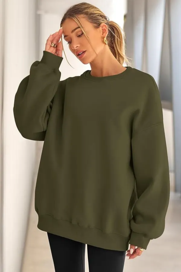 Sweat-shirt oversize pour femme Genius Store, coupe ample, doublure brossée, col rond.