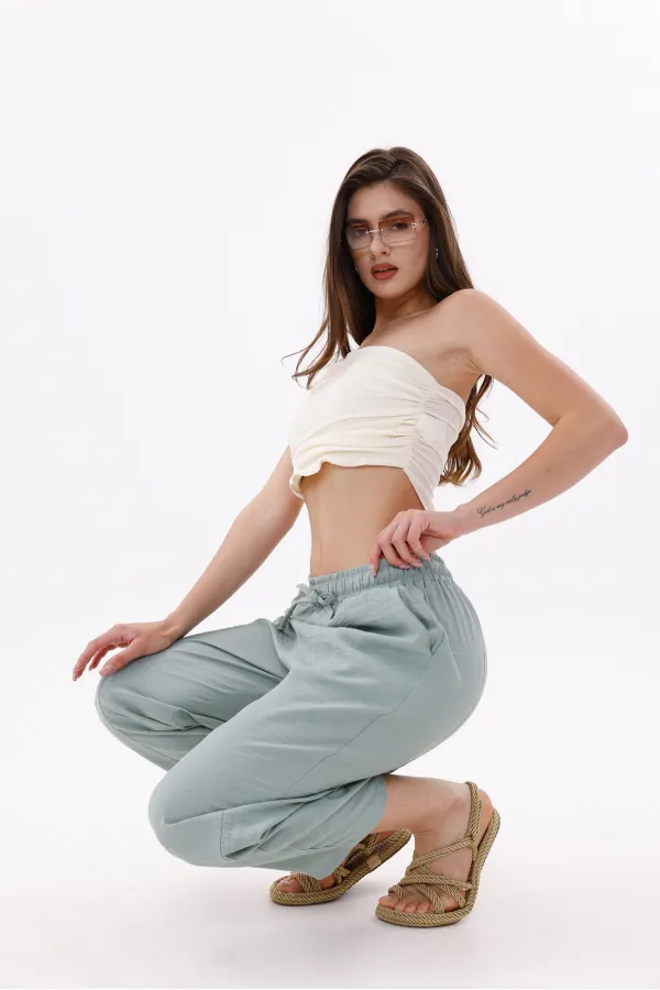 Women's Harem Pants with Pockets, Ayrobin Harem Pants, Adjustable Elastic Waistband, WOMEN'S SHALBAR