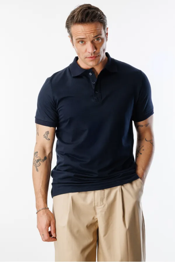  Erkek Çekmeyen Pamuklu Kumaş Regular Fit Standart Kesim Polo Yaka Tişört POLOYAKA-T-SHIRT1