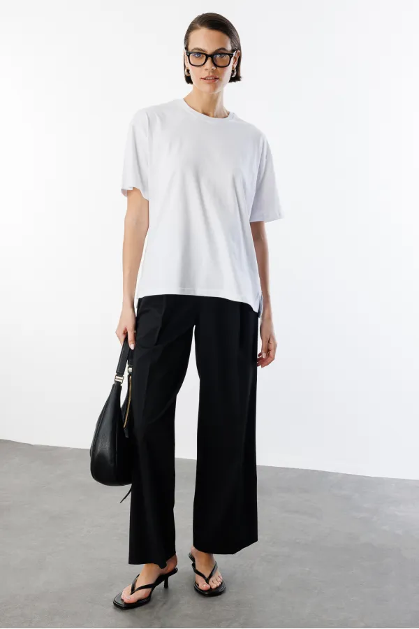 Women's 100% Organic Cotton Relaxed Fit Slit Round Neck T-shirt SLIT-T-SHIRT