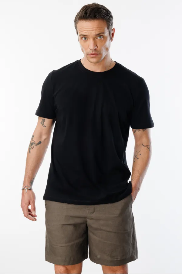 T-shirt homme 100 % coton, coupe classique, col rond, basique, BASIC-T-SHIRT1