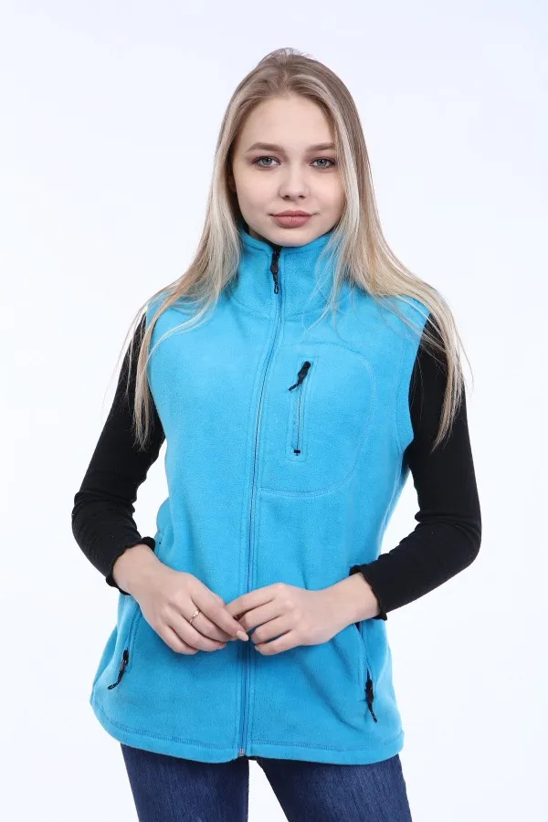 Store Women's Fleece Vest, Full Zip Outdoor Sports Vest with 3 Pockets