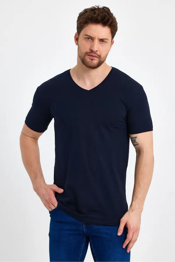 Men's V-Neck Basic Red T-Shirt