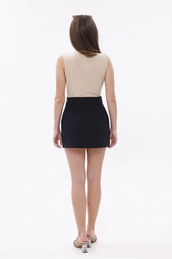 FundacshoosesXGenius Women's Darted Skirt, Non-See-Through Laminated Women's Skirt WOMEN'S SKIRT