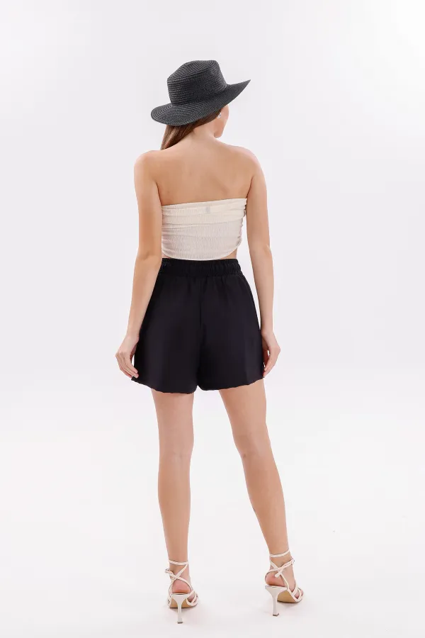 Short en coton Aerobin pour femme de Genius Store, avec poches, tissu infroissable et taille élastique.