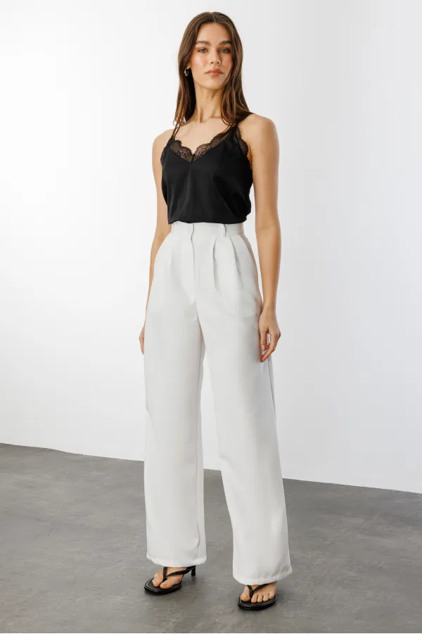 Women's Pleated Fabric High Waist Palazzo Trousers PANTS-002