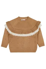 Kız Çocuk Kazak 2-5 Yaş Açık Kahve - Paket