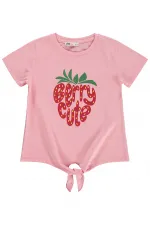 T-shirt fille, 6-9 ans, rose poudré - Lot