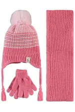 Kız Çocuk Atkı Bere Eldiven Setleri 2-5 Yaş Koyu Pembe - Paket