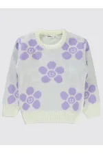 Pull pour fille de 2 à 5 ans, écru-lilas - Emballage