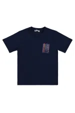 T-shirt garçon Km 6-9 ans bleu marine - Lot