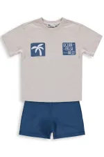 Erkek Çocuk Takım 2-5 Yaş Taş Rengi-Petrol - Paket