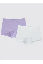 Kız Çocuk Boxer 2-9 Yaş Beyaz-Lila - Paket