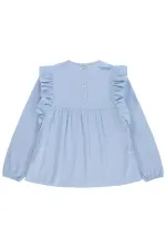 T-shirt fille, 10-13 ans, bleu ciel - Lot