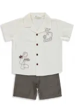 Erkek Çocuk Takım 2-5 Yaş Ekru-Kahve - Paket