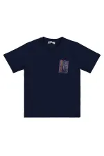 T-shirt garçon Km 10-13 ans bleu marine - Lot