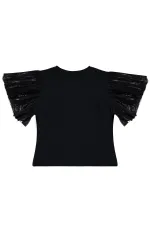 Lot de t-shirts noirs pour filles, 6-9 ans