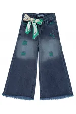 Pantalon bleu foncé pour fille de 10 à 13 ans - Emballage