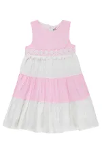 Kız Çocuk Jile ve Elbise 6-9 Yaş Pembe-Beyaz - Paket