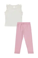 Kız Çocuk Takım 2-5 Yaş Kırık Beyaz-Koyu Pembe - Paket
