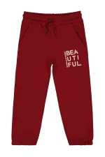 Girl's Tracksuit Bottoms 2-5 Years Old Dark Burgundy - Pack