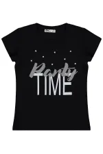 Kız Çocuk Tişört Km 6-9 Yaş Siyah - Paket