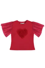 Kız Çocuk Tişört 6-9 Yaş Kırmızı - Paket