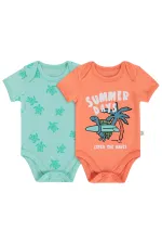 Body bébé à boutons-pression 0-24 mois Corail-Menthe - Lot