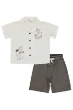 Erkek Çocuk Takım 2-5 Yaş Ekru-Kahve - Paket