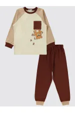 Erkek Çocuk Pijama Takımı 2-5 Yaş Kahve - Paket