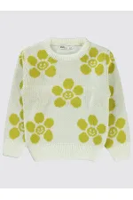 Kız Çocuk Kazak 2-5 Yaş Ekru-Yeşil - Paket