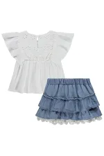 Kız Çocuk Takım 2-5 Yaş Kırık Beyaz - Paket