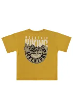 T-shirt garçon, 10-13 ans, moutarde foncée - Lot