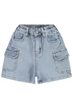 Kız Çocuk Şort 6-9 Yaş Mavi - Paket