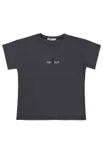 Kız Çocuk Tişört 6-9 Yaş Antrasit - Paket