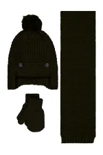 Bebek Atkı Bere Eldiven Setleri 0-24 Ay Yeşil - Paket