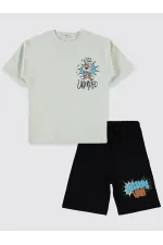 Erkek Çocuk Pijama Takımı 6-9 Yaş Açık Gri - Paket