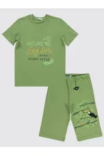 Erkek Çocuk Pijama Takımı 10-13 Yaş Açık Haki - Paket