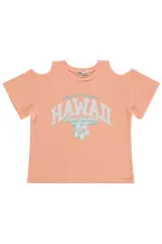 T-shirt fille, 10-13 ans, saumon - Lot