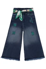 Pantalon bleu foncé pour fille de 10 à 13 ans - Emballage
