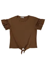 Girls' T-shirt, Ages 10-13, Light Brown - Pack