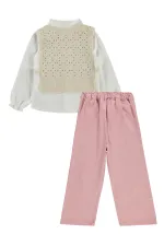Kız Çocuk Takım 6-9 Yaş Ekru - Paket