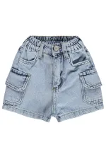 Kız Çocuk Şort 2-5 Yaş Mavi - Paket