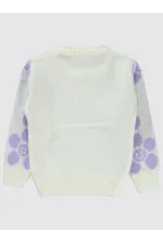 Pull pour fille de 2 à 5 ans, écru-lilas - Emballage