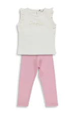 Kız Çocuk Takım 2-5 Yaş Kırık Beyaz-Koyu Pembe - Paket